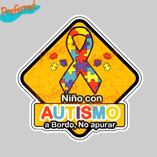 Spanish LetreroAuto Autismo , Child on The Boat , Baby In The Car , Decal Laptop Helmet Trunk Wall Vinyl Car Sticker