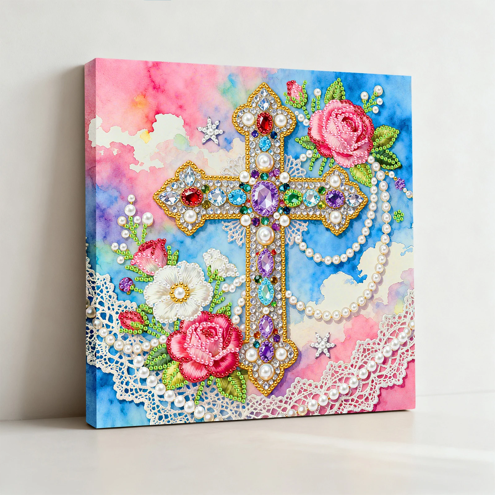 

Набор для творчества: Жемчужная вышивка крестом для взрослых, подарок, декор для дома, 25x25 см, с рамкой