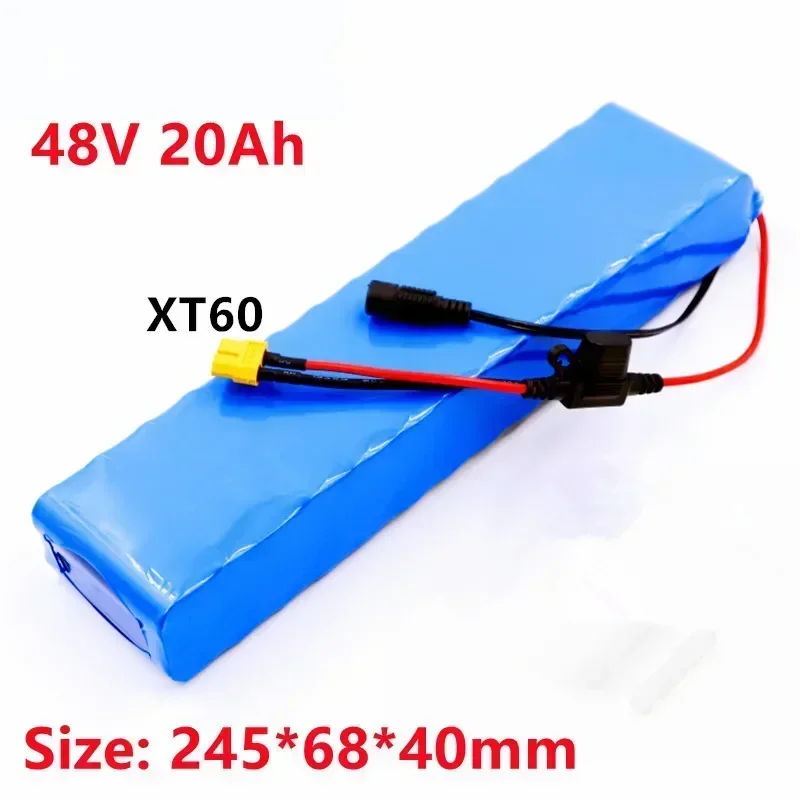 New electric bicycle battery, 48V13S2P20Ah1000W, 18650 lithium-ion pack+54.6V 2A Charger+XT60 plug