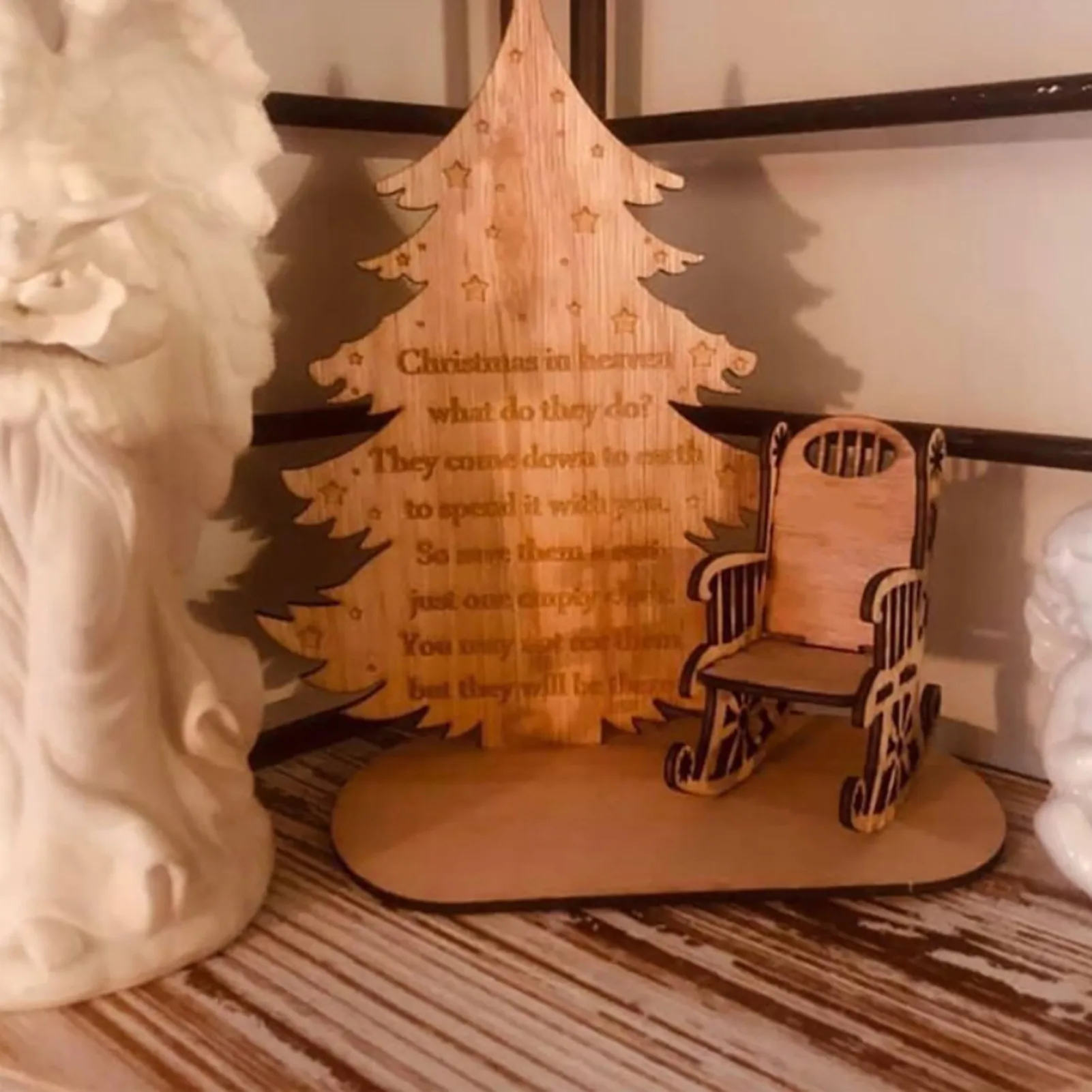 Christmas Remembrance Candle Wooden Ornament Rocking Chair To Remember Loved Ones In Heaven Tealight Candlestick Holders