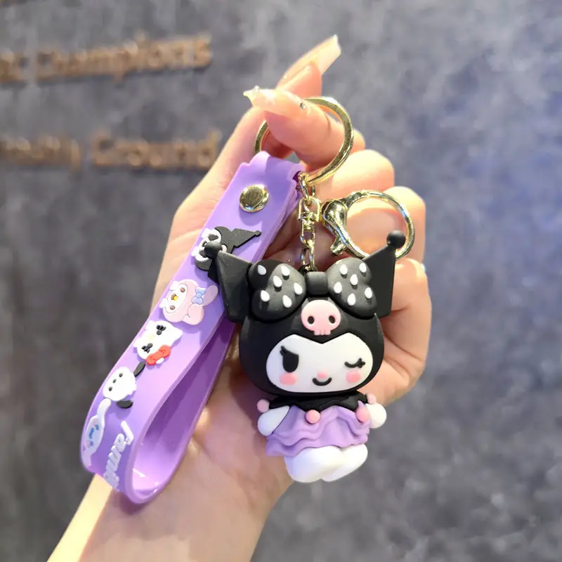MINISO الكرتون سانريو لطيف القوطية البلاستيكية مفتاح سلسلة حقيبة قلادة دمية المتمردين Kuromi قلادة سيارة مفتاح سلسلة للطفل هدية عيد ميلاد