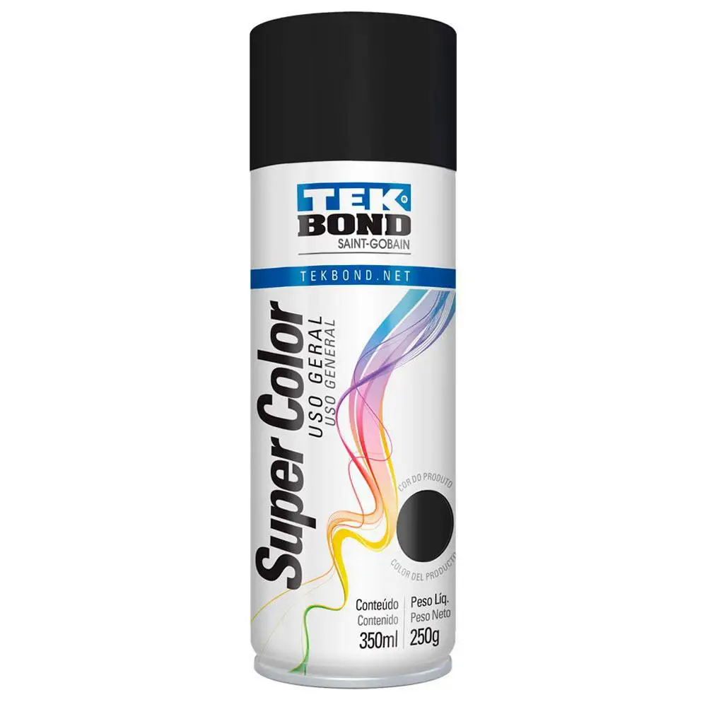 Black Matte Super Color Spray Paint General Use 350ml Tekbond