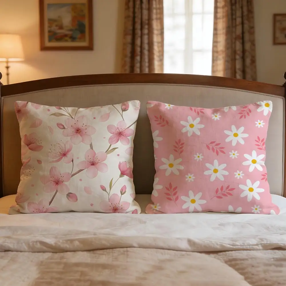Light pink gentle petals Cushion Cover 4Pcs Decorative Covers Soft Cushion Case for Sofa Couch Decor 40x40 45x45 Pillowcases