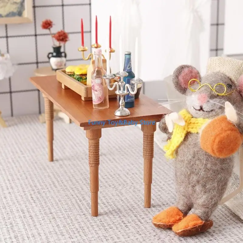 1/12 รูปแบบไม้ขนาดเล็กรูปแกะสลัก Handcrafts Doll House Furniture สำหรับห้องนั่งเล่นที่สมจริงแสดงฉากใช้ C90B