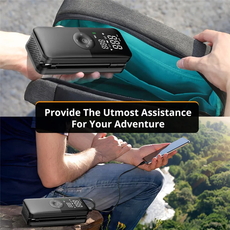 

A70P портативный электрический воздушный компрессор, перезаряжаемый насос для накачивания шин для автомобиля, велосипеда, футбольных мячей, цифровой