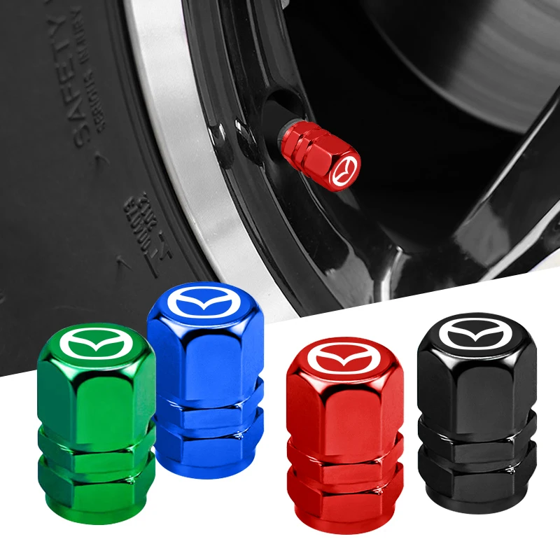 4pcs Car logo Tire Valve Caps Accessories For Mazda 3 6 CX5 2 CX3 CX9 MX5 RX8 Axela Demio Atenza MS GJI GH BK MP CX30 CX7 MX3 BM