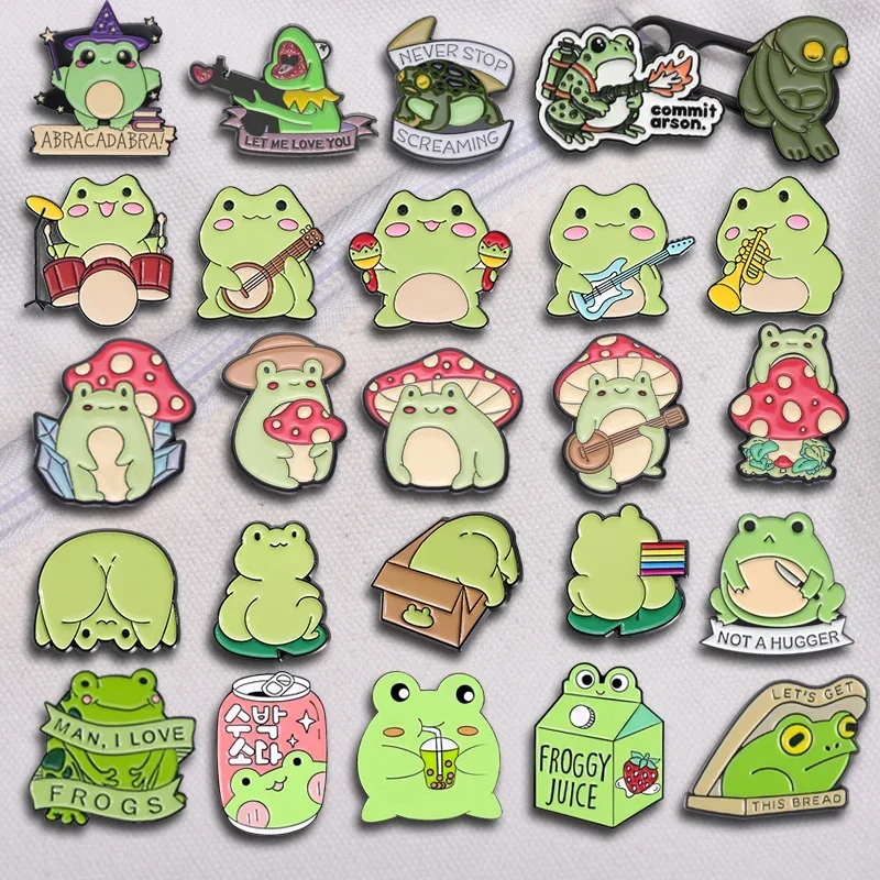 

Creative Cute Frog Brooch Enamel Pins Custom Frogs Music Band Guitar Animals Badge Lapel Brooch Jewelry Gifts Wholesale Price