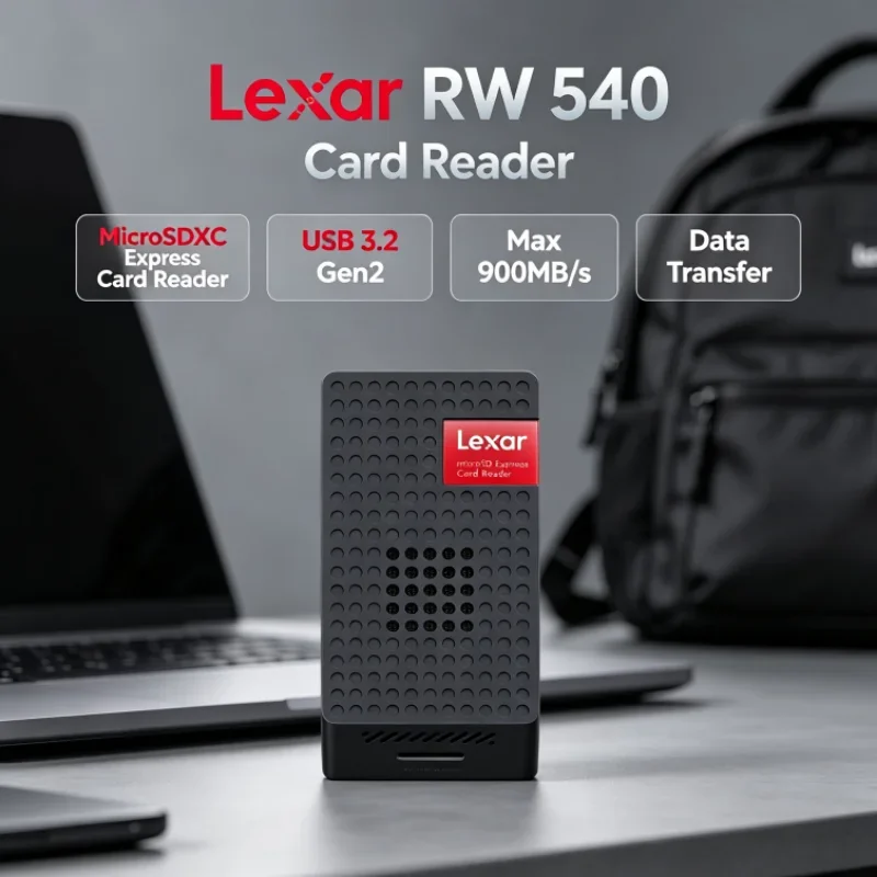 Lexar MicroSDXC Express Card Reader RW540 UHS-I UHS-II Max 900MB/s USB 3.2 Type-C for Video Transfer