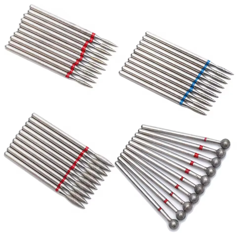 10 pièces/ensemble cuticule propre diamant foret à ongles ensemble électrique lime à ongles Machine cuticule bits diamant ongles outils manucure pédicure
