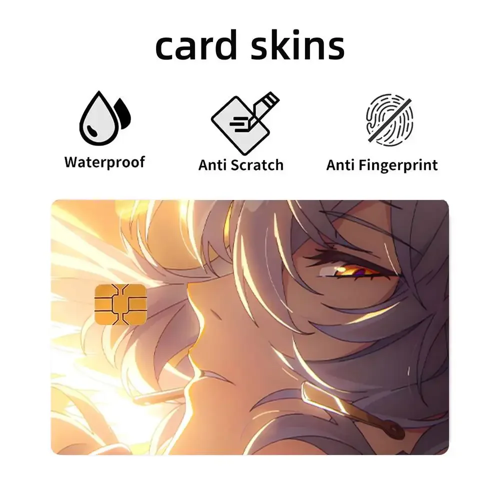 Anime Game Honkai Star Rail Sunday 4pcs 1Set Funny Shell On Off Ultra Thin No Fade Sticker Skin Cover Film For Debit Credit Card