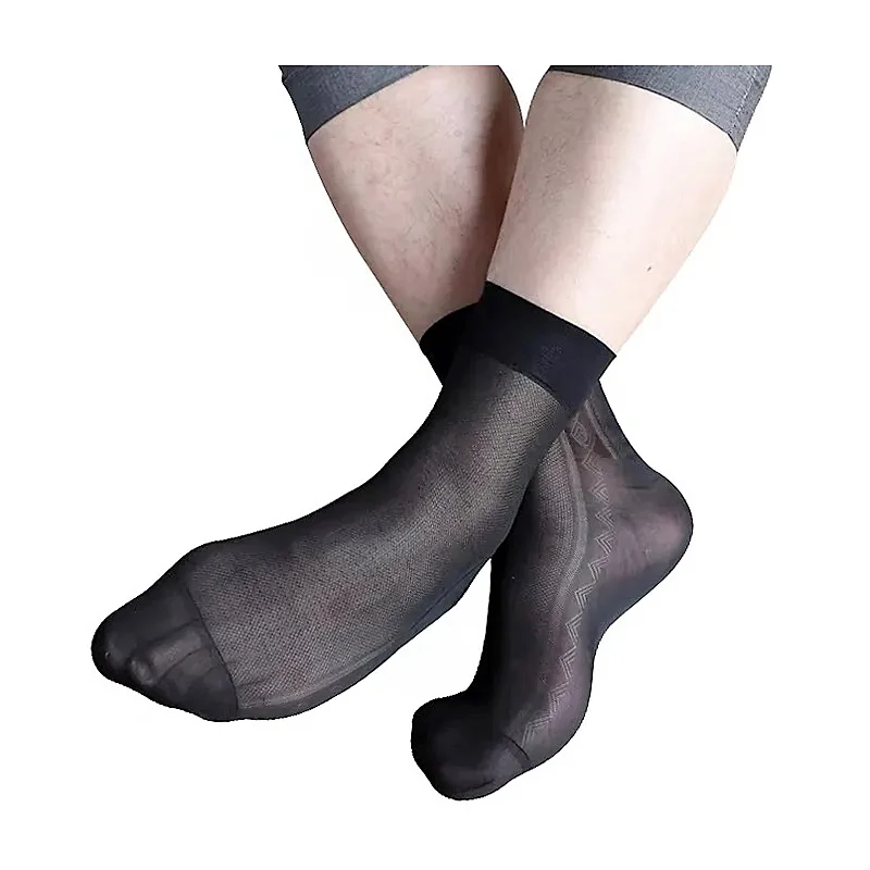

Thin Men's Silk Socks Sheer Soft Brand Quality Gay Fetish Collection Transparent Dress Suits Socks for Males