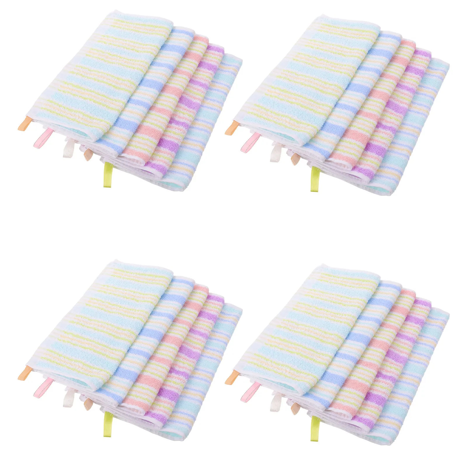 20Pcs Cotton Facial Towels Reusable 10.6x10.6 Square Hand Towels Absorbent Soft Washcloths Quick Drying Face Cloths for Bathroom