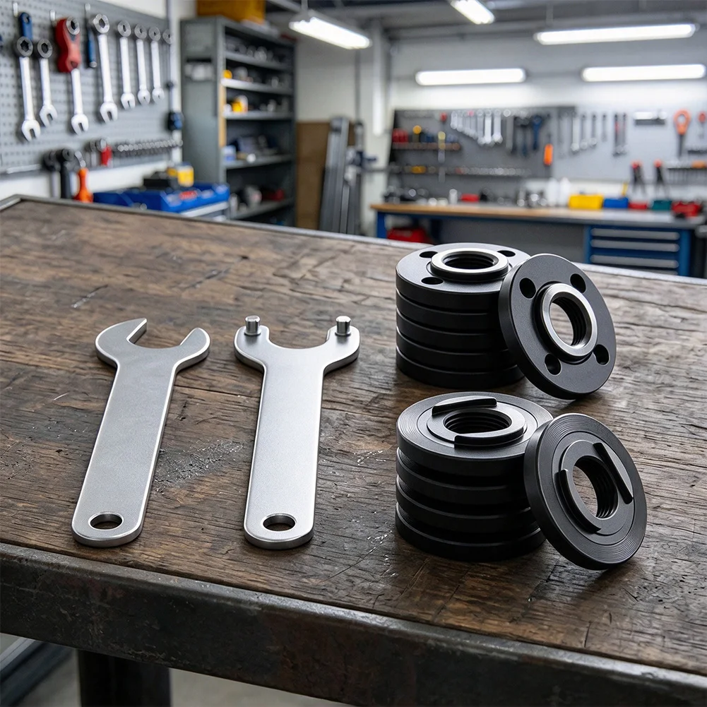 Flange Lock Nut Kit With 2 Spanner Wrenches Steel Replacement Nuts Set For Angle Grinder Power Tool Accessories