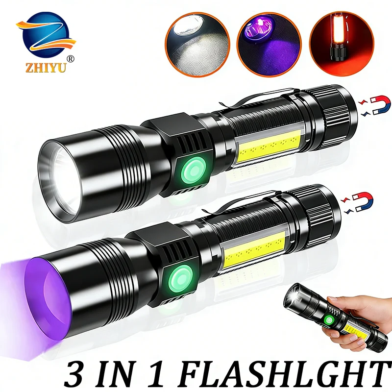 

УФ-свет, мощный светодиодный фонарик, USB перезаряжаемый фонарь для кемпинга, пятна мочи домашних животных, черный свет, светодиодный ультрафиолетовый фонарь