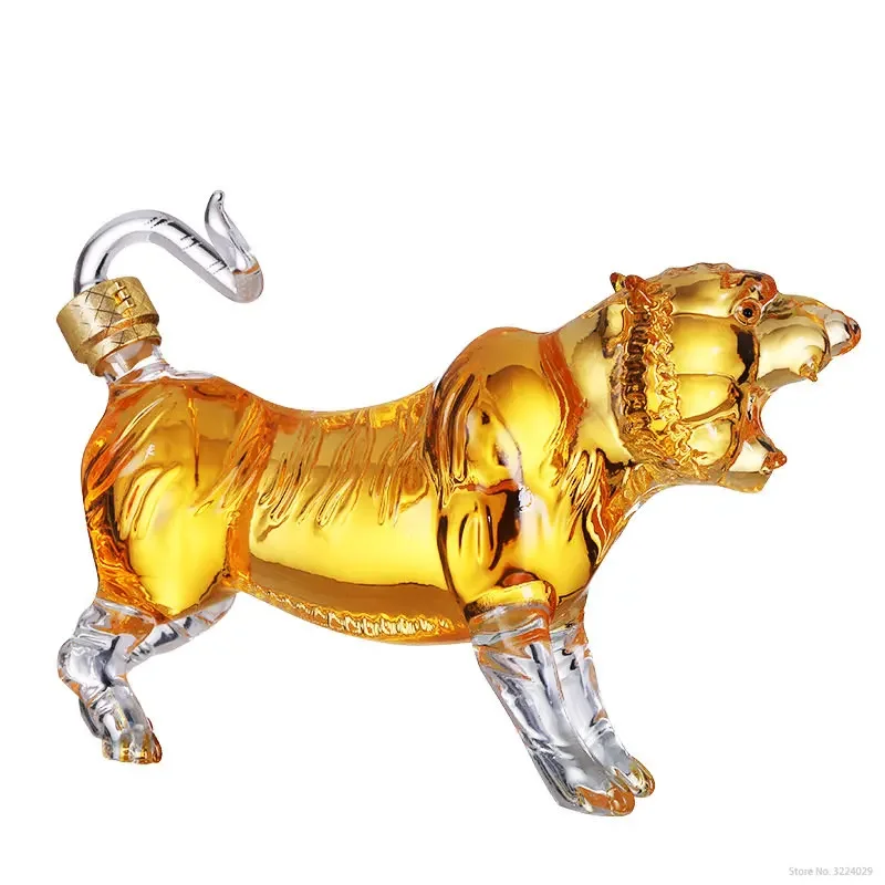 tiger shaped design lead-free whiskey decanters wine whiskey bottles