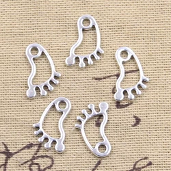 100pcs Charms Footprint Foot 16x10mm Antique Silver Color Pendants DIY Crafts Making Findings Handmade Tibetan Jewelry