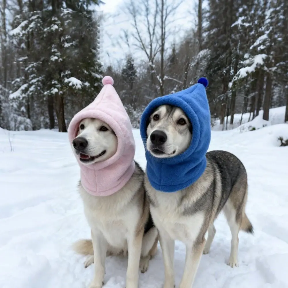 

Fleece Pet Transformation Hat High Neck Solid Color Pet Ears Covers Windproof Comfortable Dog Soothing Hat For Dogs Cats