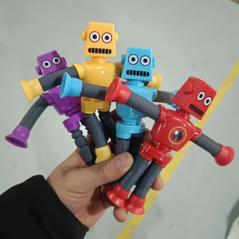 Pop Tube Variant Robot Cartoon Cute Decompression Telescopic Tube Bending Modeling Posture Soothing Toys Children'S Diy Gifts