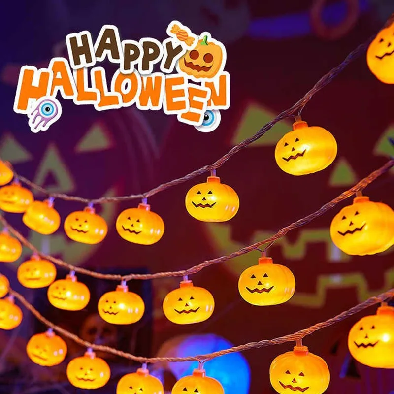 

Halloween Pumpkins String Lights For Room Indoor Battery and USB Powered Holiday Window Ornaments Lights Outdoor Decor 608
