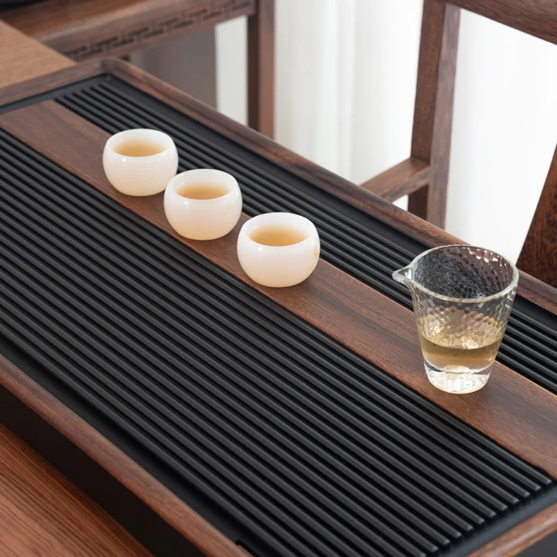 Large Size Rectangular Solid Wood Tea Tray Black Drainage Type Tea Table Chinese Chaban Tea Tray Luxury Home Trays Decorative