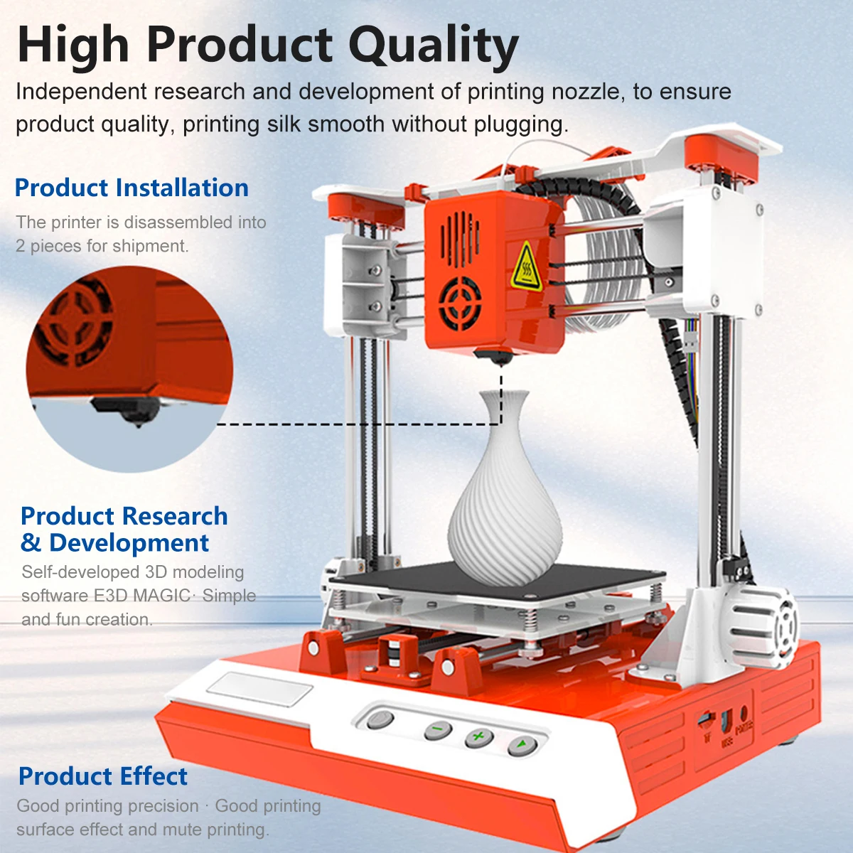 Imagem -06 - Sadijpr Mini Desktop Impressora 3d Educação Profissional Crianças Alta Precisão Faça Você Mesmo Fácil de Usar One-click Kid