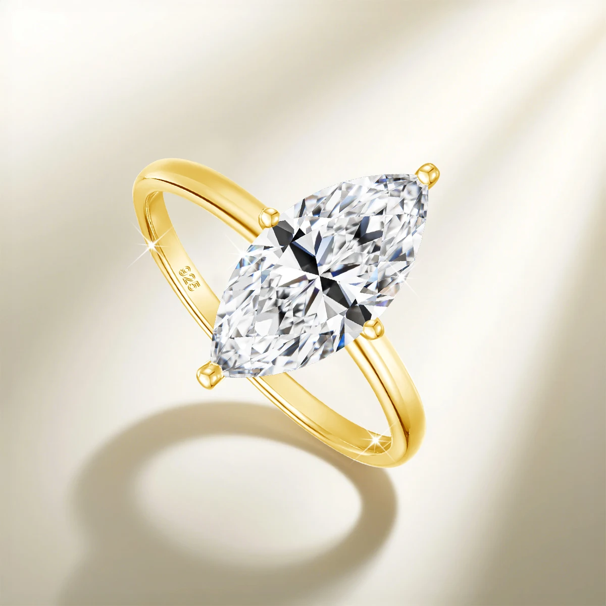 18K Farbige 3 Karat Marquise-Schliff Moissanit-Ringe für Damen, 925 Sterling Silber Labor-Diamant Hochzeitsband Verlobungsring Schmuck – Detail 6