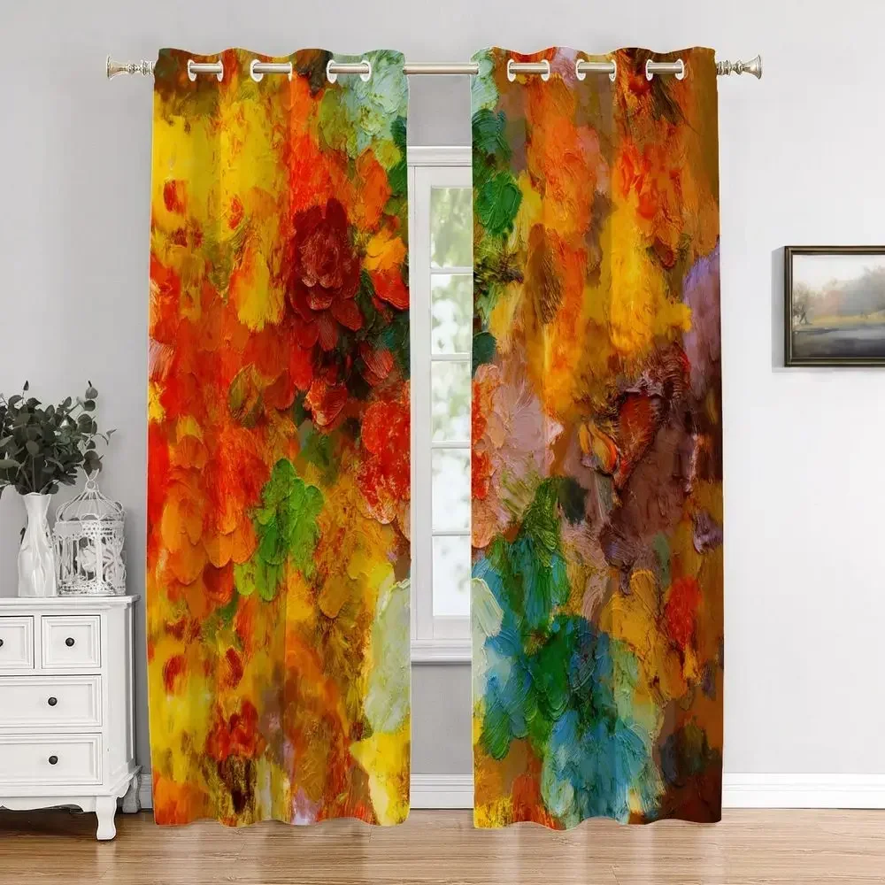 Colorful Abstract Art Polyester Blackout Curtains, 2-Panel Set, 52x84 Inches for Bedroom or Living Room