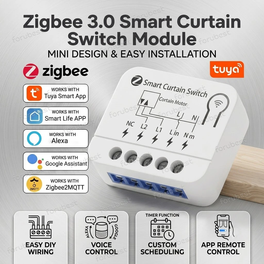 ZigBee 3.0 Smart Curtain Switch Module for Smart Home Roller Blinds Shutter Electric Motor Automation Work With TUYA Zigbee2MQTT