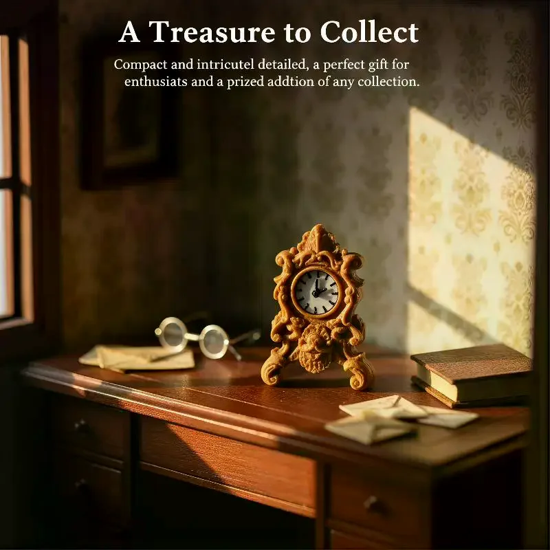 1: 12 scale mini clock, 1 retro style table and floor clock for dollhouse decoration DIY accessories