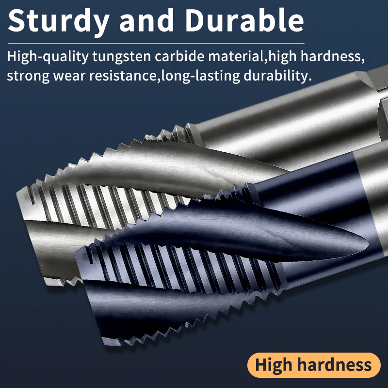 Solid Carbide Spiral Flute Tap Parallel Pipe and Tapered Pipe Threads CNC Internal Threading Metalworking For Aluminum/Steel 1PC