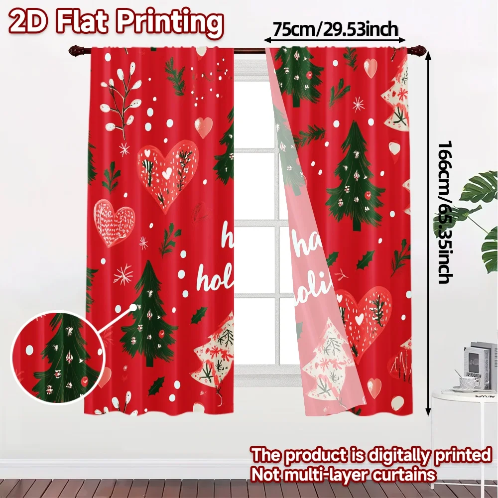 2pcs,Curtains Christmas Tree Merry Holidays (3) Chic Creative Curtains Versatile Polyester Curtains Room Decor for Bedroom,