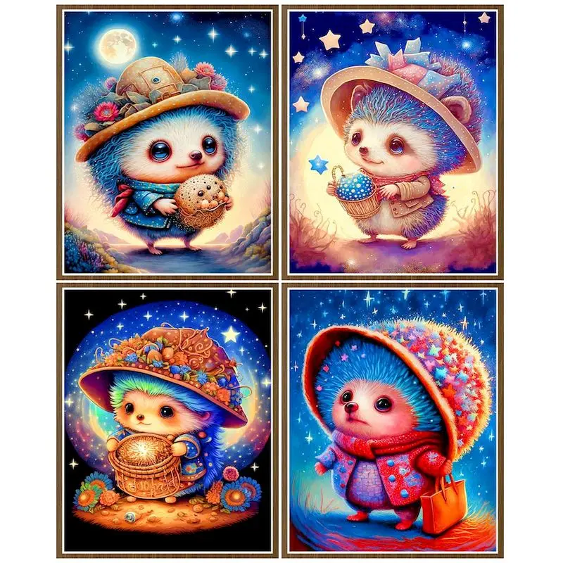 

CHENISTORY Painting By Number Cute Hat Hedgehog Drawing On Canvas For Kids Diy Pictures By Number Animal Kits Home Decor