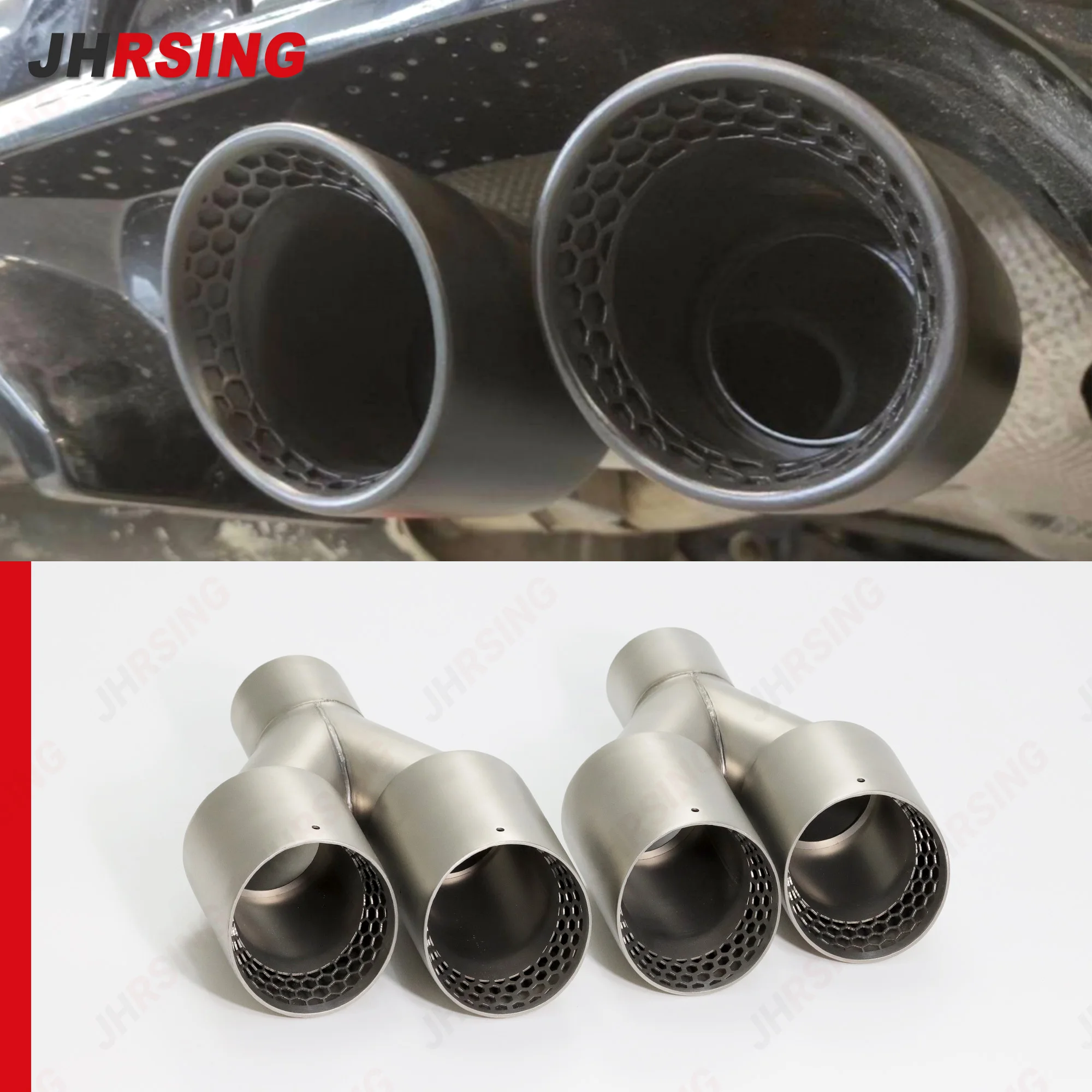 

1 Pcs Universal 304 Stainless Exhaust Tip Upgrade Honeycomb Design Double Outlet car accsesories Muffler Tip Modify