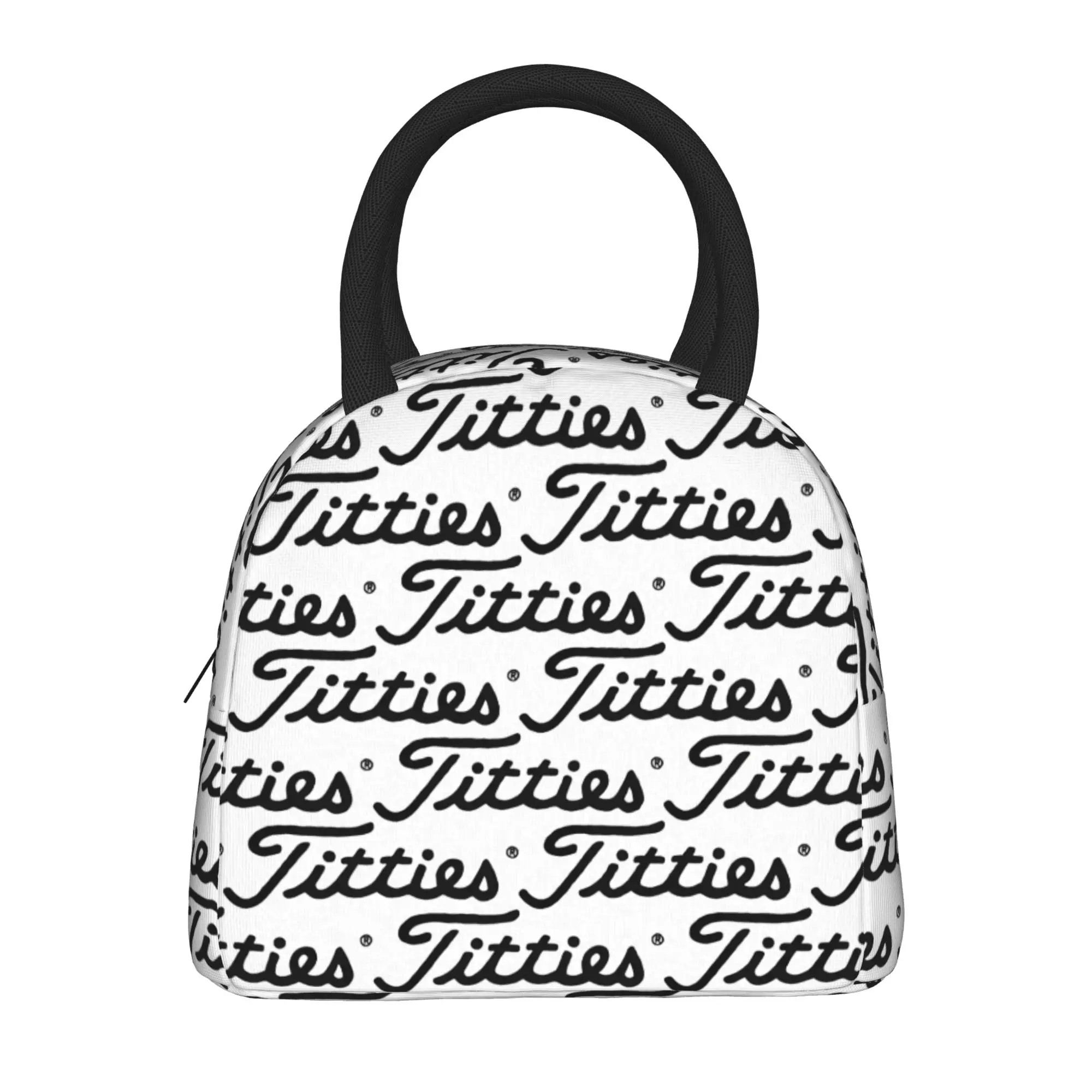

Сумка для обеда с черным логотипом Titties Golf Ball, офисная сумка для обеда для взрослых, модная термосумка, портативная сумка-холодильник из оксфордской ткани