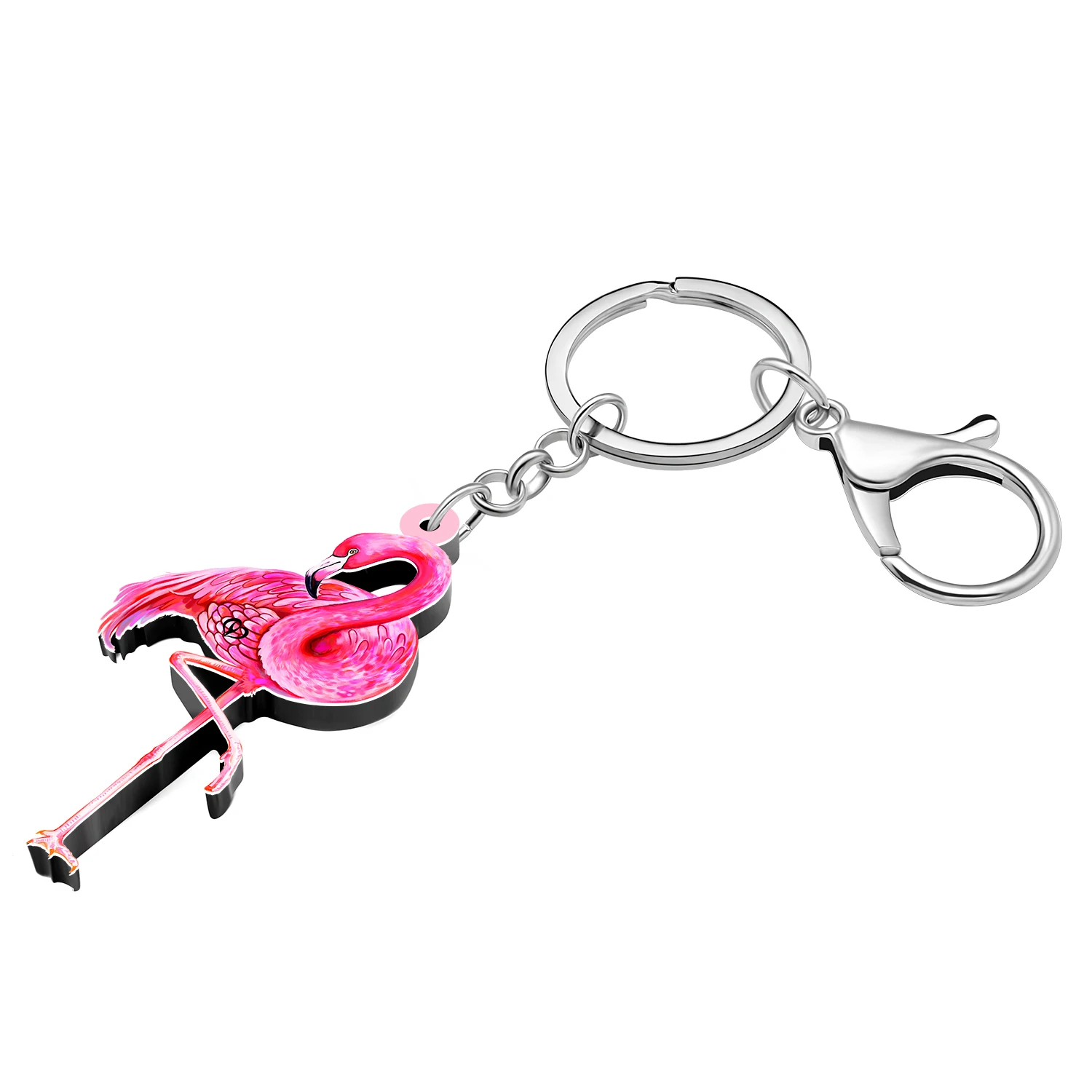 WEVENI Acrylic Elegant Pink Flamingo Bird Key Chains Keychains Jewelry For Women Girls Charms Spring Summer Car Bag Gifts