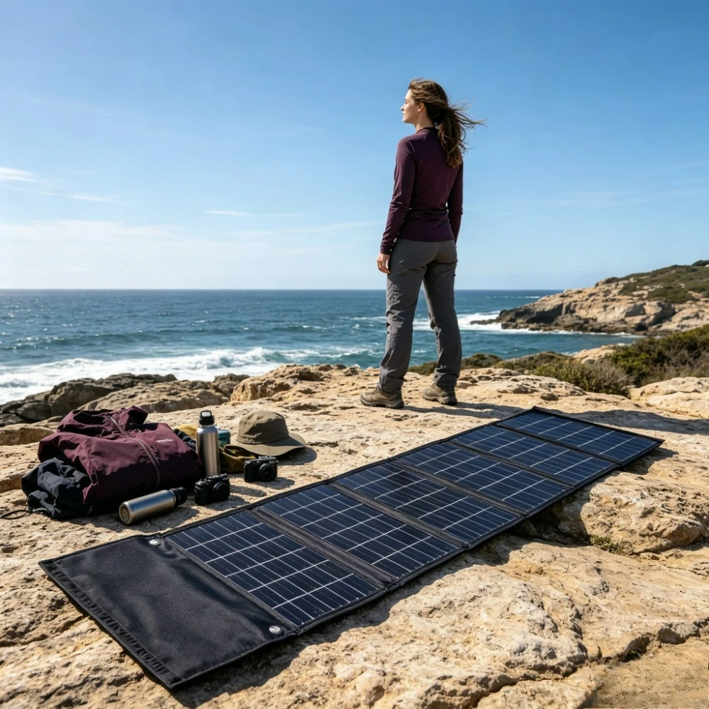 Outdoor Camping Hiking Cycling Foldable Solar Charger 50W 90W Portable Waterproof ETFE Solar Bank Dual USB DC Output Emergency