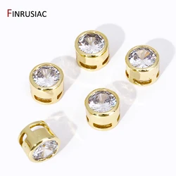 Trendy 18K Gold Plated Inlaid Zircon Spacer Beads Loose Beads For DIY Bracelet Bead Jewelry Making Supplies Wholesale