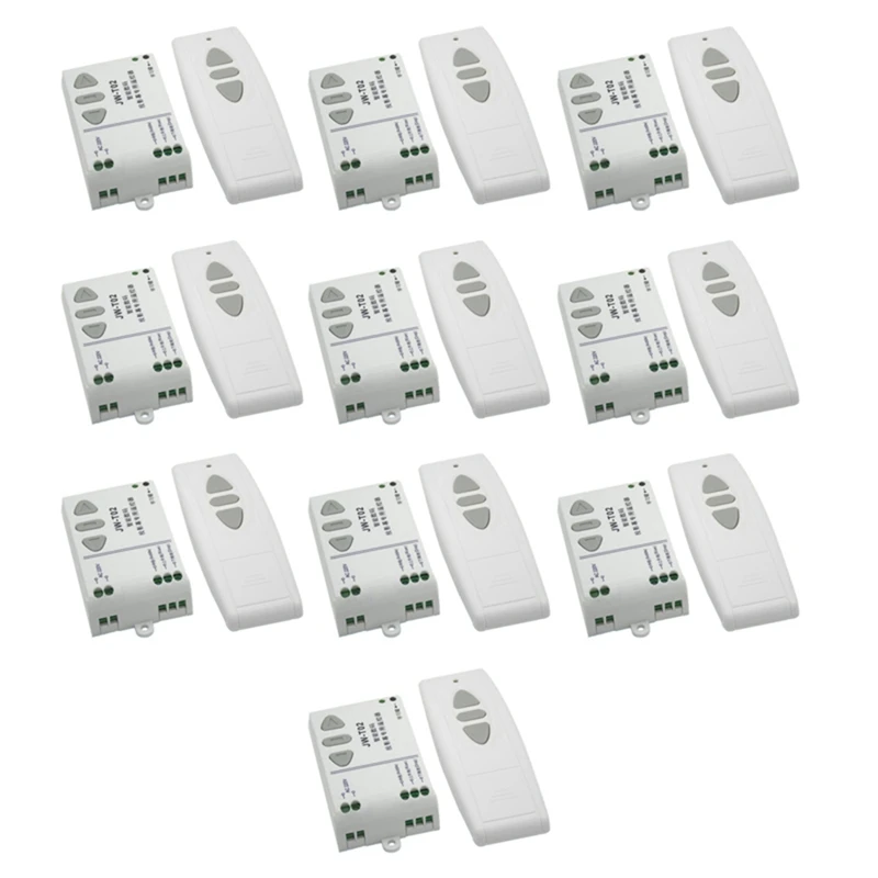 

10X JW-T02 AC 220V Motor Remote Control Switch UP Down Stop Tubular Motor Controller Forward Reverse TX RX Latched