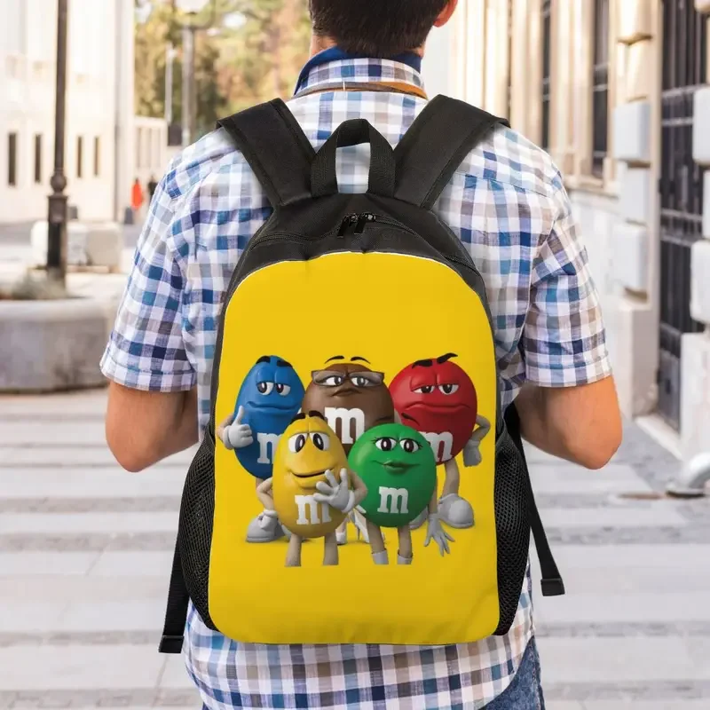 M & M's Chocolate Candy Meme mochila de viaje para hombres y mujeres, bolsa de libros para computadora portátil escolar, bolsas de día para estudiantes universitarios