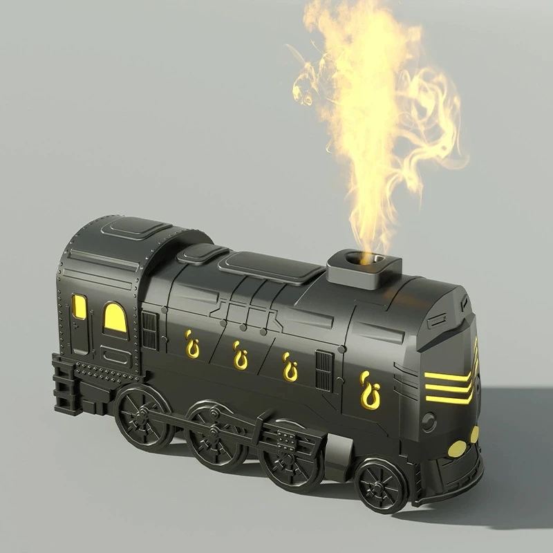 Novelty Steam Train Humidifier 300ml Remote Essential Oil Aroma Diffuser with Color Light, Ultra Quiet, Auto-Off, Creative Decor