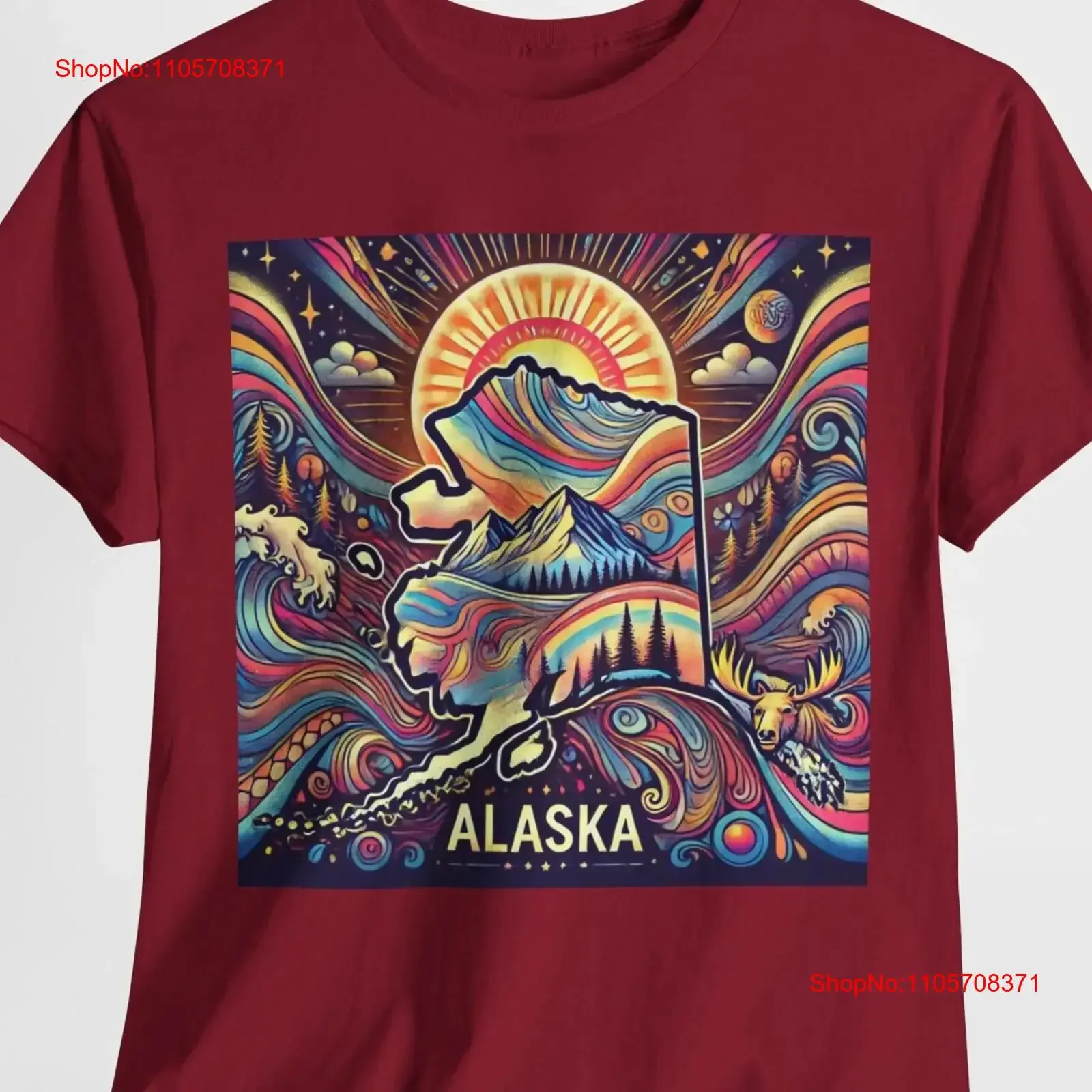 Alaska T Shirt Psychedelic Wilderness Trippy Last Frontier Souvenir vintage Washed Stretched homme Casual designer clothes