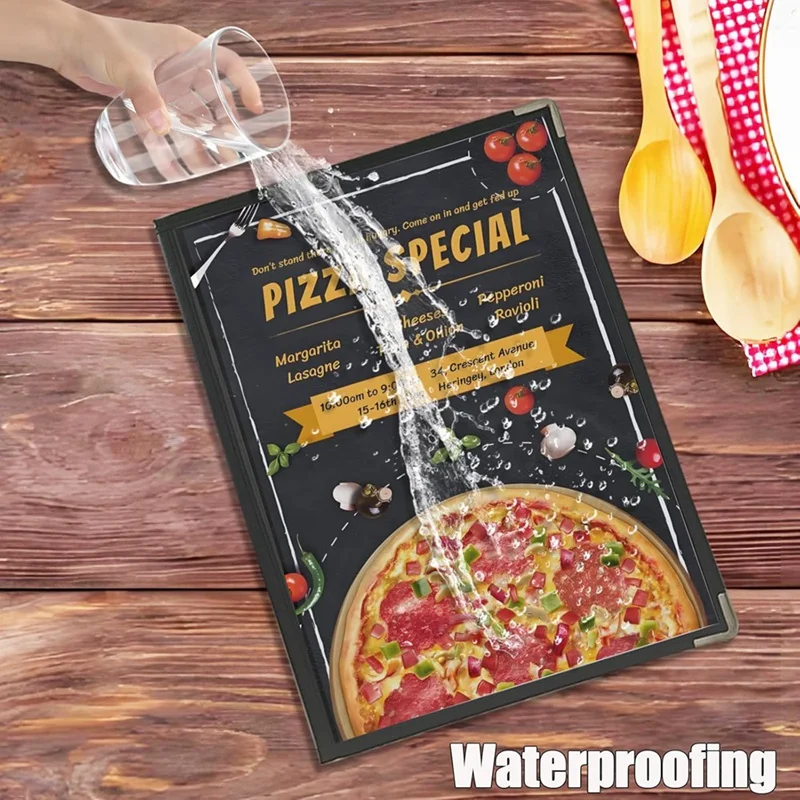 6PCS Menu Covers,Menu Holder 4 Page 8 View Transparent Restaurant Menu Cover Book Fits 8.5X11inch Standard Size