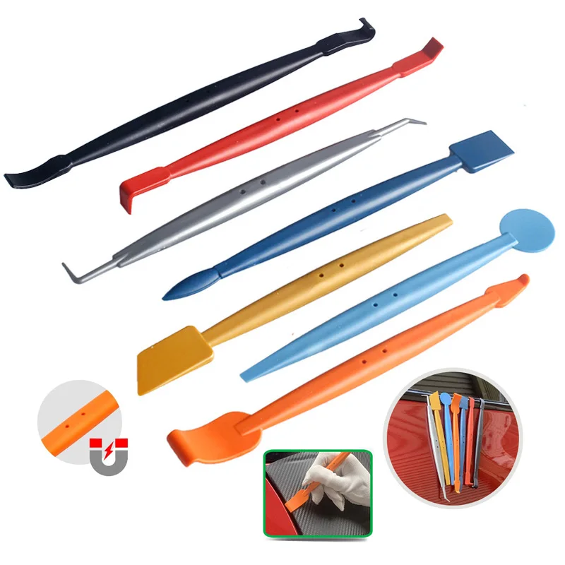 

Vinyl Wrap Tool Kit Flexible Magnetic Micro Stick Squeegee Corner Scraper Curves Slot Tools for Installing Contour Vehicle Wraps