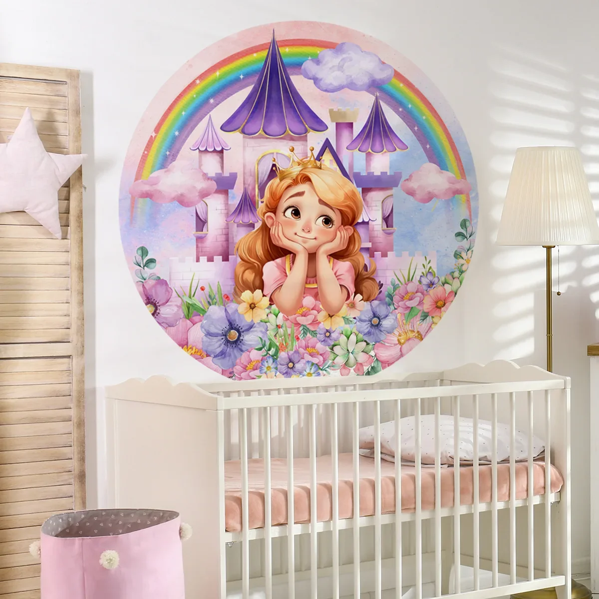 

Glue-free Castle Flower Background Decorative Wall Sticker Girl Bedroom Wall Sticker Does Not Contain Pvc