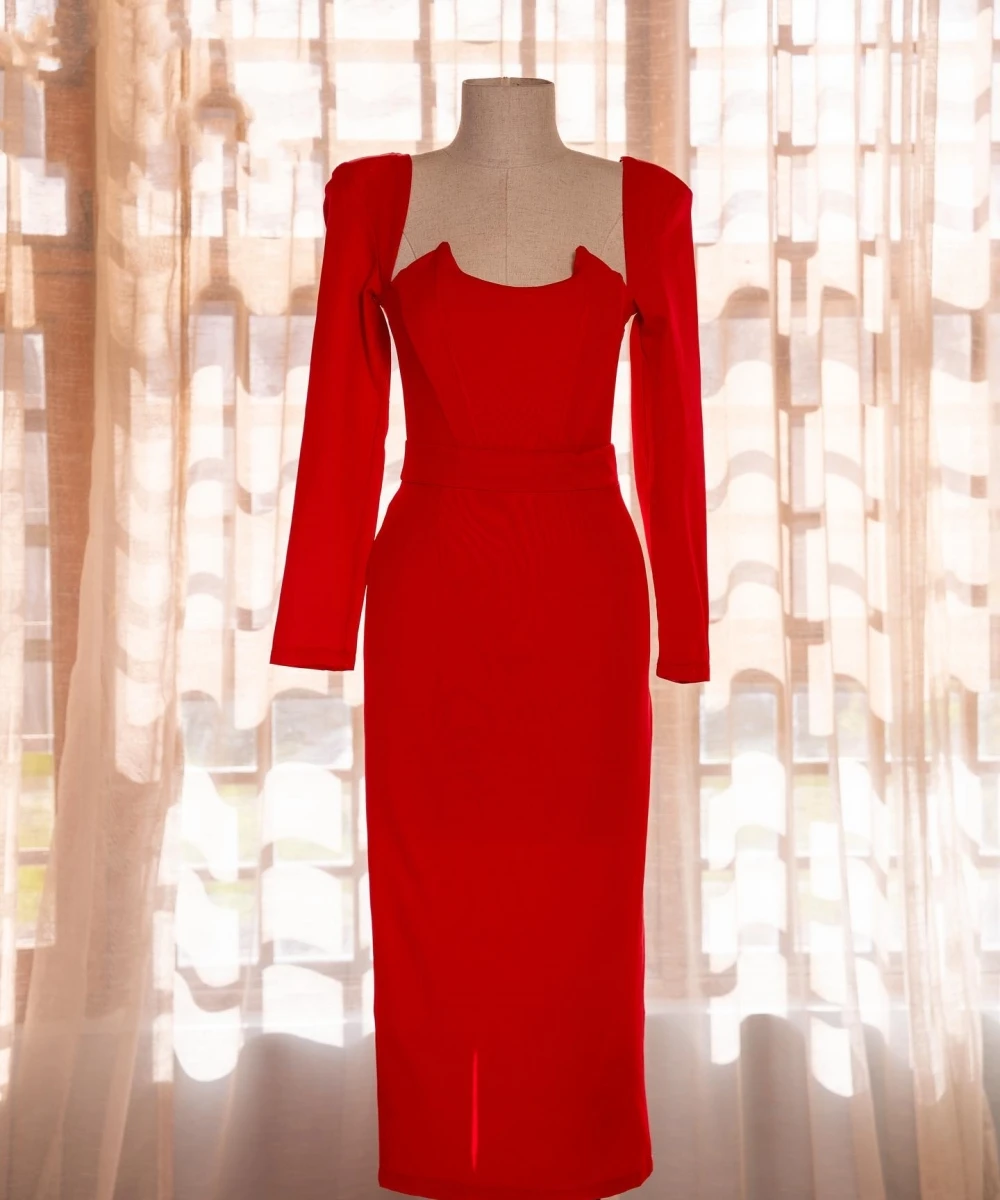 

Casual Jersey Sash Ruched A-line Square Neck Midi Dresses Prom Dresses Simple Retro Fashion Elegant Exquisite High Quality Sexy