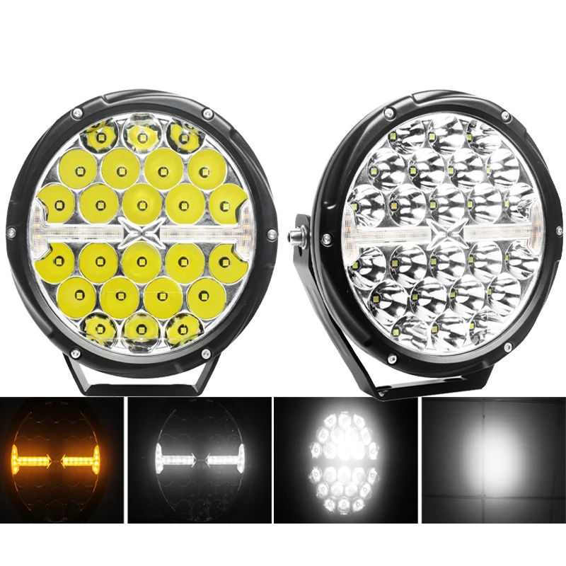 

ECE R65 R10 R7 R112 100W 19020lm 7 inch Off Road Light Led Auxiliary Headlight With Amber White Warning Position Light