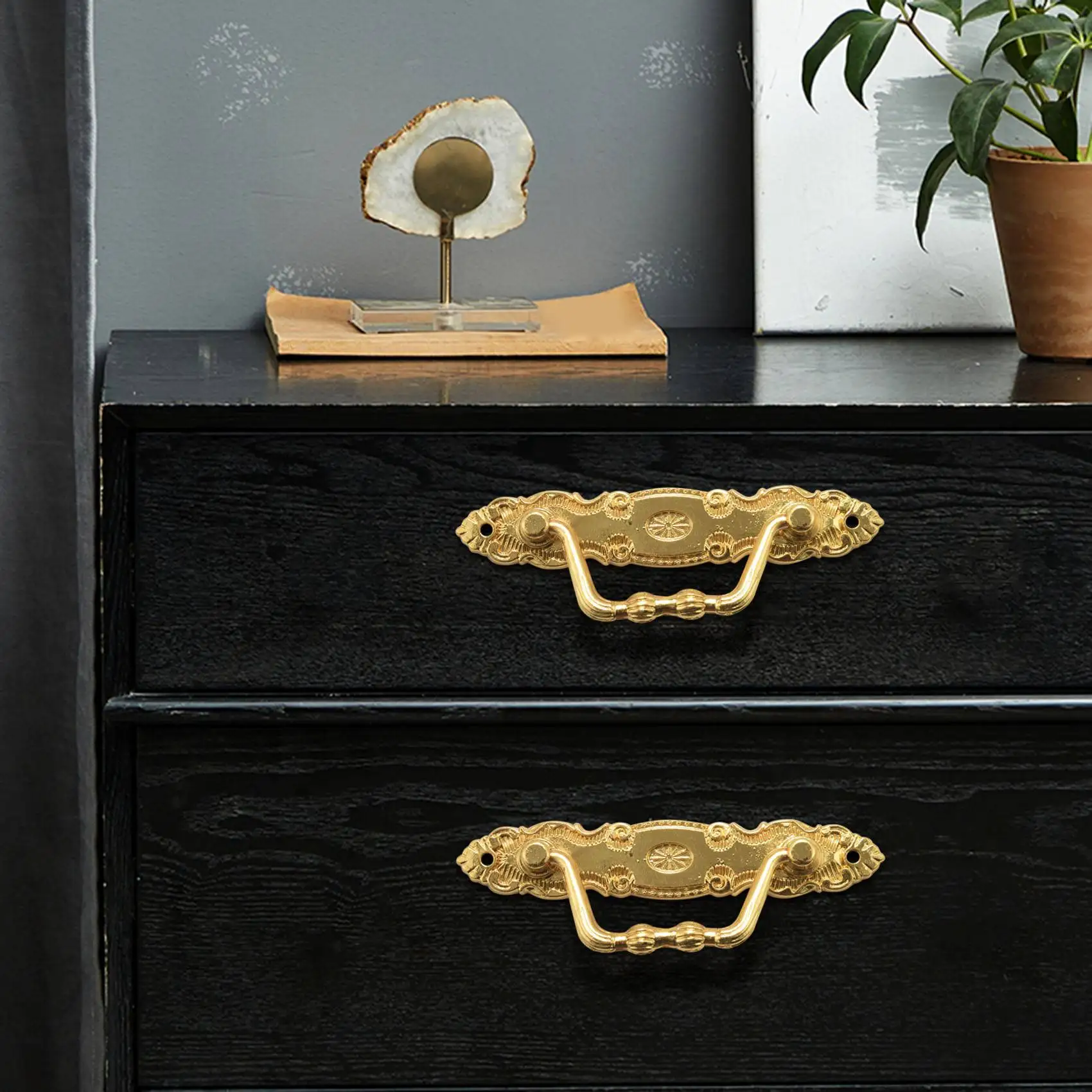 A68P-10PCS Antique Handle Zinc Alloy Drawer Door Knobs Golden Cupboards & Draws Handles For Furniture Door (With Screws)