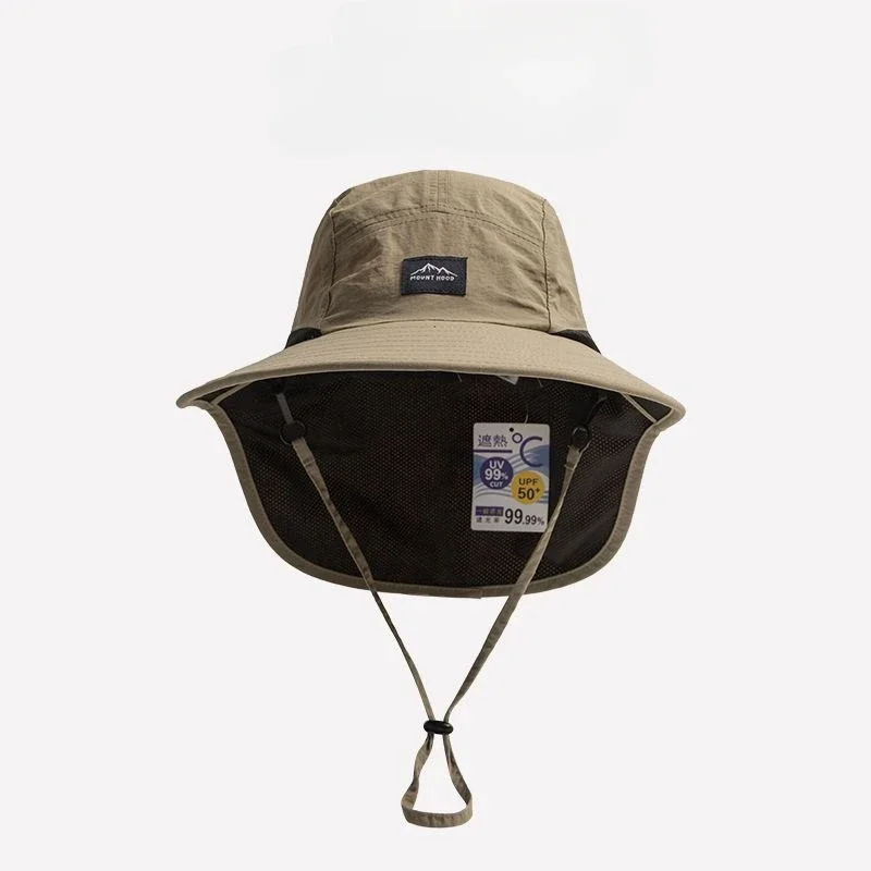 Unisex Summer Wide Brim Waterproof Quick-drying Panama Caps Outdoor Visor Bucket Hats Mesh Breathable Gardening, Fishing,hat view 4