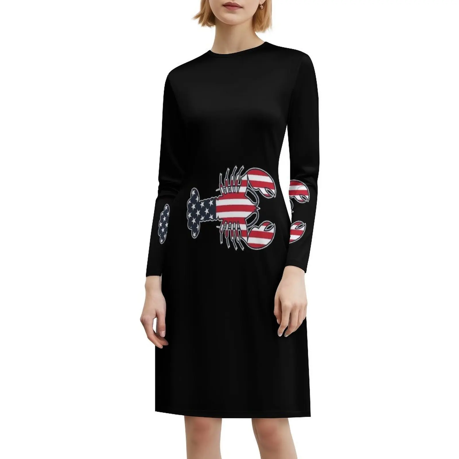 جراد البحر كيب 4th من يوليو العلم الأمريكي البوهيمي فستان بلا أكمام للنساء طباعة فساتين حفلات الشاطئ الرأس 4th من يوليو الأمريكية