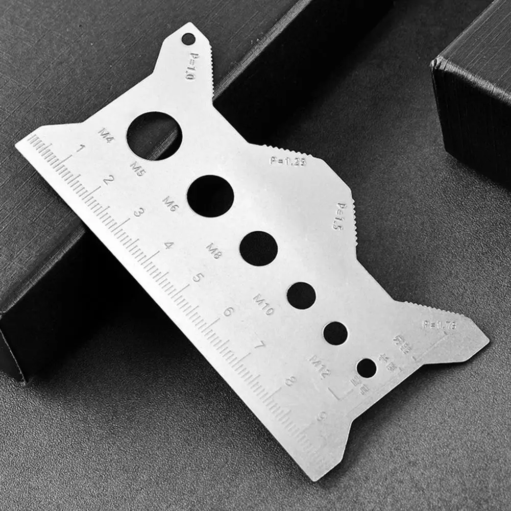 Thread Recognizer Tool Stainless Steel Bolt Size Tool with Thread Recognizer Length Checker Lightweight Compact for Accurate